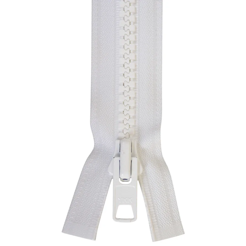 YKK #10 Vislon WHITE Lock-Pin 2-Tab Slide Zipper